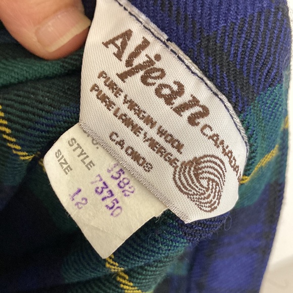 Vintage Kilt Womens XS Gordon Tartan Plaid Blue Green Wool Pleated Midi Skirt - Picture 8 of 9